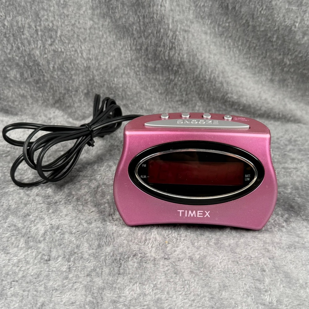 Timex Digital Alarm Clock Metallic Pink Red LED Display T101 Retro Y2K Style